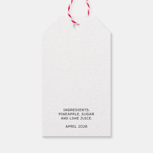 Zwart-wit zelfgemaakte ananas jam cadeaulabel (Achterkant)