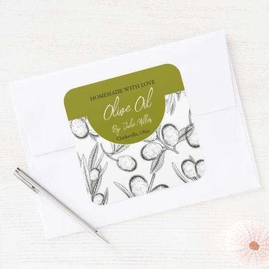 Zwart-wit Zelfgemaakte Olijfolie Label (Envelop)