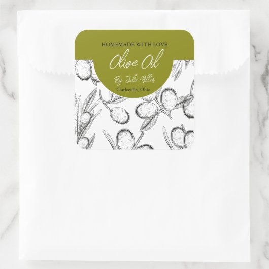 Zwart-wit Zelfgemaakte Olijfolie Label (Tas)