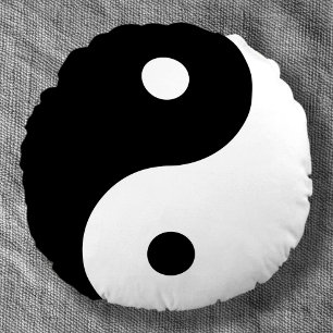 zwart-wit Zen yin-yang Symbool Rond Kussen