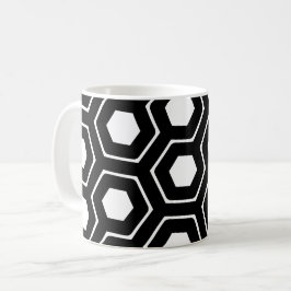 Zwart wit zeshoek honingraat geometrisch patroon koffiemok
