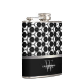 Zwart Wit Zeshoek Patroon Groomsmen Hip Flask Heupfles (Rechts)