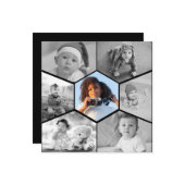 Zwart-wit zeshoekig fotocollage kaart (Voorkant / Achterkant in situ)