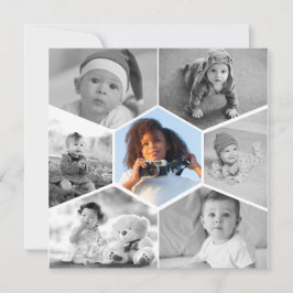 Zwart-wit zeshoekige fotocollage kaart