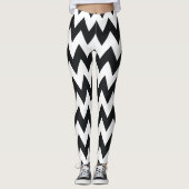 Zwart-wit zig zag chevron leggings (Voorkant)