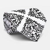 Zwart-wit Zig Zag Wavy Patroon Abstracte kunst Stropdas (Opgerold)