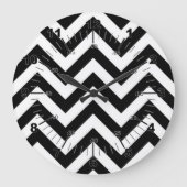 Zwart-wit Zig Zags Grote Klok (Voorkant)