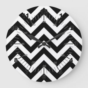 Zwart-wit Zig Zags Grote Klok