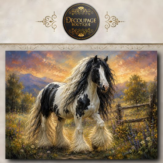 Zwart-wit zigeunernaam paard tissuepapier