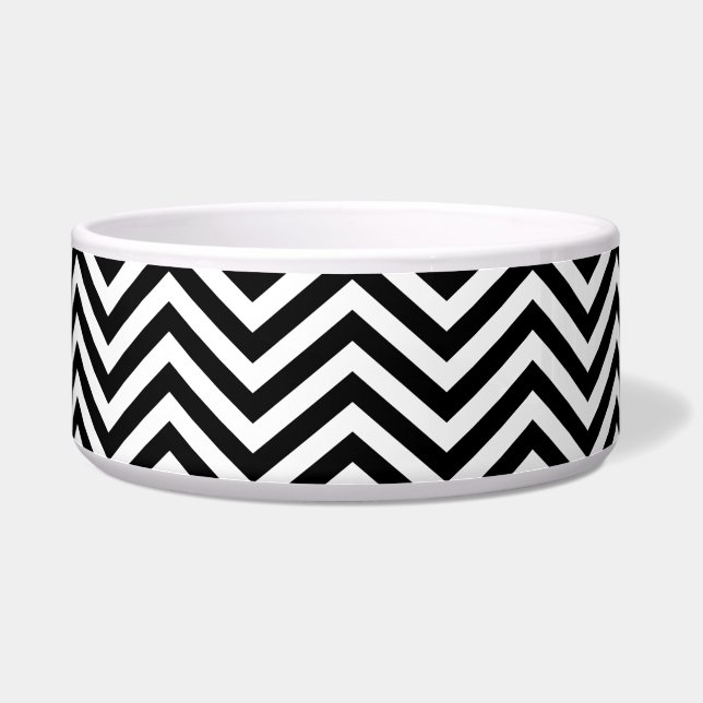 Zwart & Wit ZigZag 1 Kom voor Huisdieren (Links)