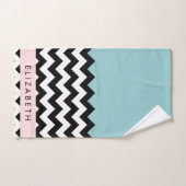 Zwart-wit Zigzag, Chevron, Blauw, Jouw naam Bad Handdoek (Handdoek)