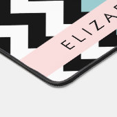 Zwart-wit Zigzag, Chevron, Blauw, Jouw naam Bureaumat (Hoek)