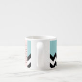 Zwart-wit Zigzag, Chevron, Blauw, Jouw naam Espresso Kop (Achterkant)