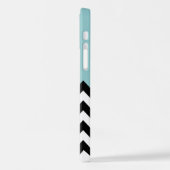 Zwart-wit Zigzag, Chevron, Blauw, Jouw naam iPhone Hoesje (Linkerkant)