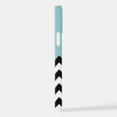 Zwart-wit Zigzag, Chevron, Blauw, Jouw naam iPhone Hoesje (Rechterkant)