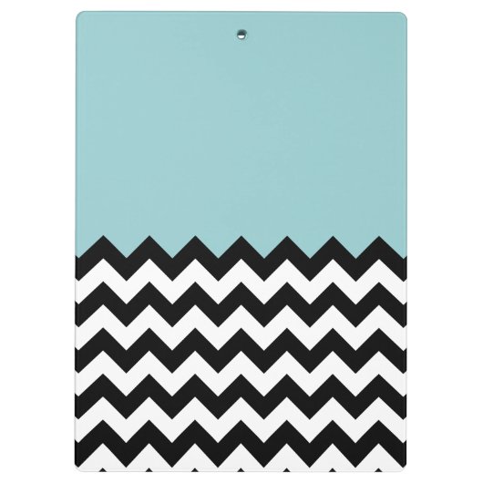 Zwart-wit Zigzag, Chevron, Blauw, Jouw naam Klembord (Achterkant)