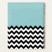 Zwart-wit Zigzag, Chevron, Blauw, Jouw naam Planner (Achterkant)