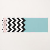 Zwart-wit Zigzag, Chevron, Blauw, Jouw naam Yogamat (Achterkant (horizontaal))