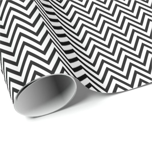 Zwart-wit ZigZag Chevron Gift Cadeaupapier (Rol Hoek)