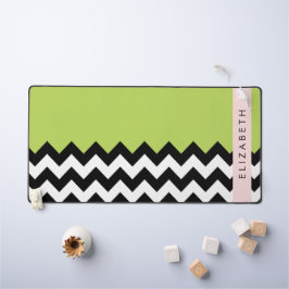 Zwart-wit Zigzag, Chevron, Groen, Jouw naam Bureaumat