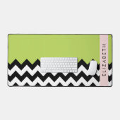 Zwart-wit Zigzag, Chevron, Groen, Jouw naam Bureaumat (Keyboard & Muis)