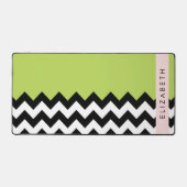 Zwart-wit Zigzag, Chevron, Groen, Jouw naam Bureaumat (Voorkant)