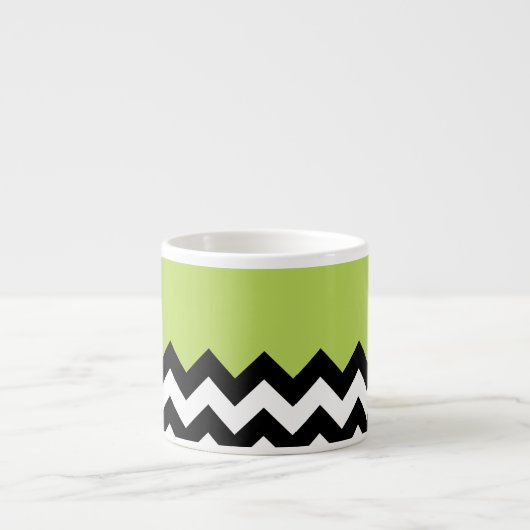 Zwart-wit Zigzag, Chevron, Groen, Jouw naam Espresso Kop (Voorkant)