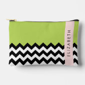 Zwart-wit Zigzag, Chevron, Groen, Jouw naam Etui (Voorkant)