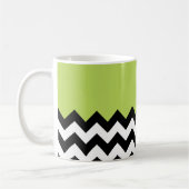 Zwart-wit Zigzag, Chevron, Groen, Jouw naam Koffiemok (Links)