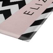 Zwart-wit Zigzag, Chevron, Groen, Jouw naam Snijplank (Hoek)