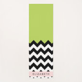 Zwart-wit Zigzag, Chevron, Groen, Jouw naam Yogamat (Voorkant)