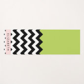 Zwart-wit Zigzag, Chevron, Groen, Jouw naam Yogamat (Voorkant (horizontaal))
