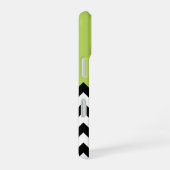 Zwart-wit zigzag, Chevron, Groen, Uw naam iPhone 16 Hoesje (Rechterkant)