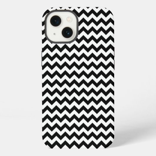 Zwart-wit zigzag chevron iPhone hoesje (Achterkant)