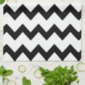 Zwart-wit zigzag-chevron-ontwerp theedoek (Gevouwen)