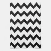 Zwart-wit zigzag-chevron-ontwerp theedoek (Verticaal)