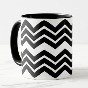 Zwart Wit Zigzag Chevron Patroon Ontwerp Mok