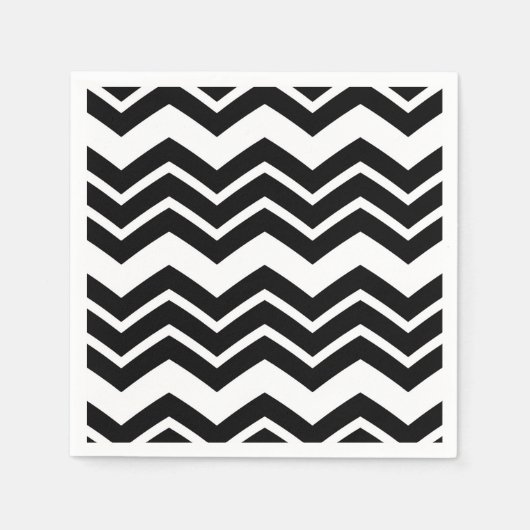 Zwart Wit Zigzag Chevron Patroon Ontwerp Servet (Voorkant)