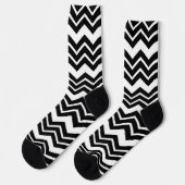 Zwart Wit Zigzag Chevron Patroon Ontwerp Sokken (Links)