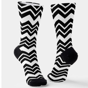 Zwart Wit Zigzag Chevron Patroon Ontwerp Sokken