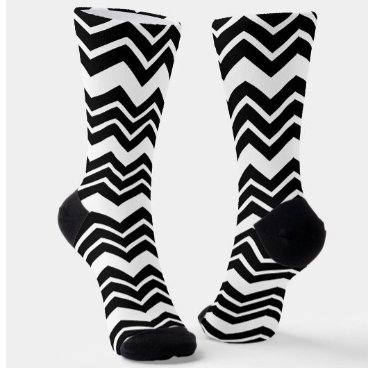Zwart Wit Zigzag Chevron Patroon Ontwerp Sokken