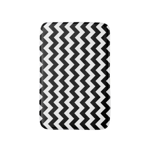 Zwart-wit Zigzag Chevron Pattern Badmat (Voorkant Verticaal)