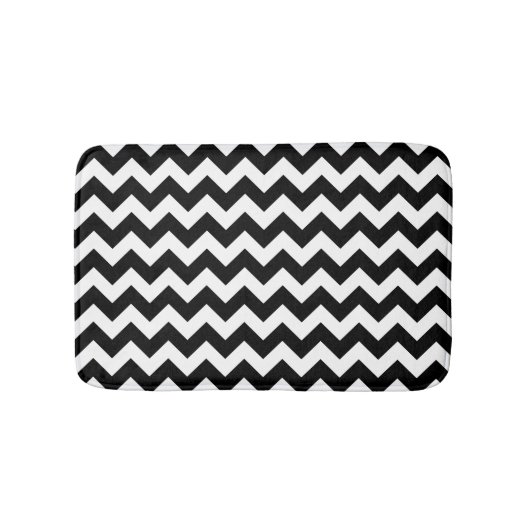 Zwart-wit Zigzag Chevron Pattern Badmat (Voorkant)