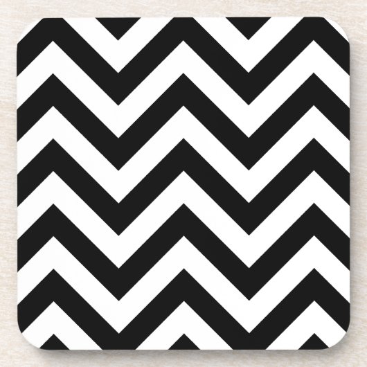 Zwart-wit Zigzag Chevron Pattern Bier Onderzetter (Voorkant)
