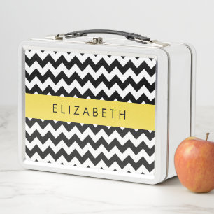 Zwart-wit Zigzag, Chevron Pattern, Jouw naam