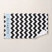 Zwart-wit Zigzag, Chevron Pattern, Jouw naam Bad Handdoek (Handdoek)