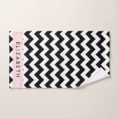Zwart-wit Zigzag, Chevron Pattern, Jouw naam Bad Handdoek (Handdoek)