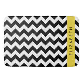 Zwart-wit Zigzag, Chevron Pattern, Jouw naam Badmat