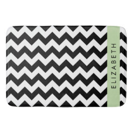 Zwart-wit Zigzag, Chevron Pattern, Jouw naam Badmat