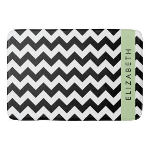 Zwart-wit Zigzag, Chevron Pattern, Jouw naam Badmat